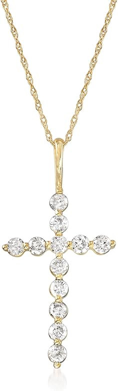 Ross-Simons 0.50 ct. t.w. Diamond Cross Pendant Necklace in 14kt Yellow Gold. 18 inches | Amazon (US)