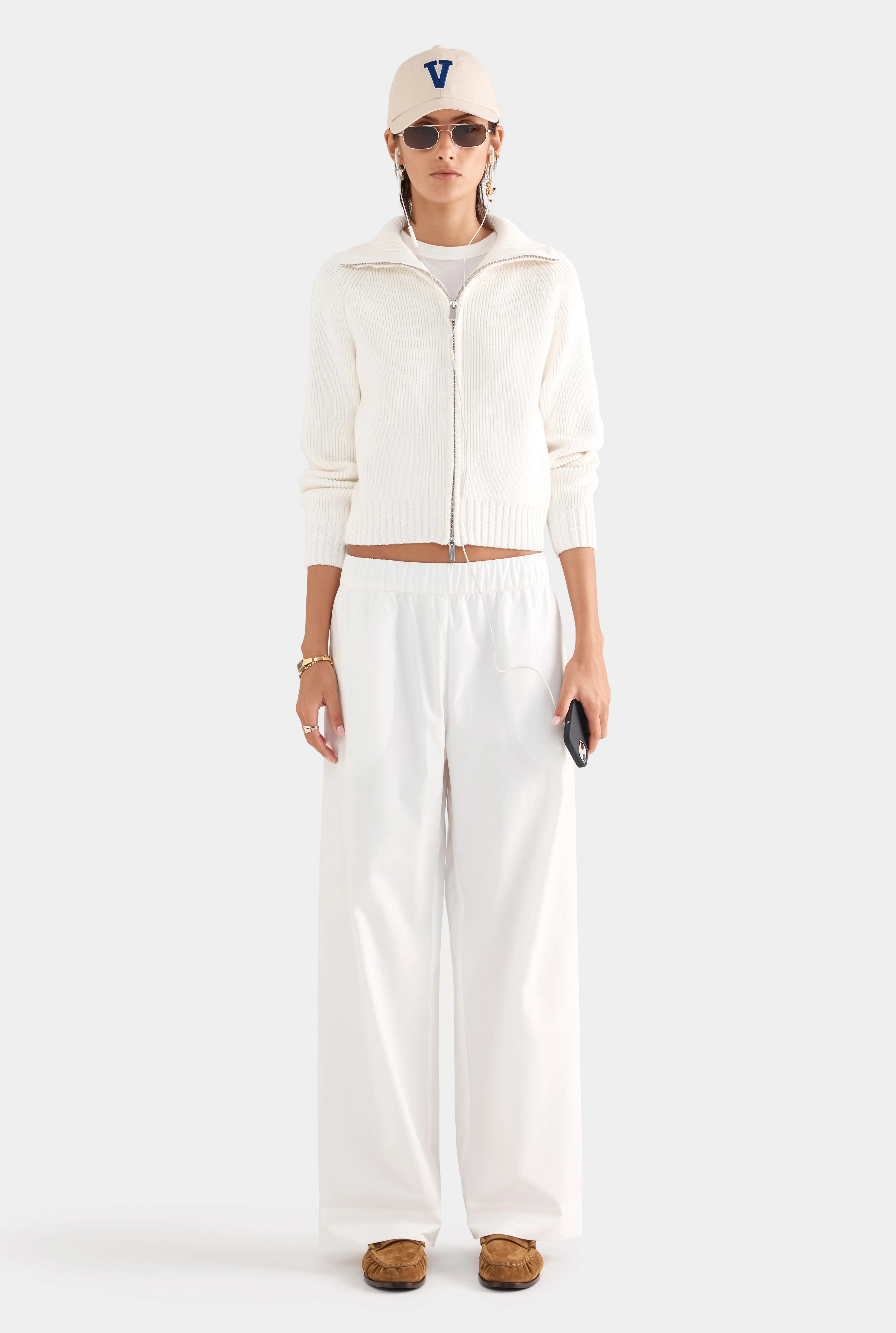 Womens Heavy Cotton Poplin Pant in White | Venroy | Venroy AU