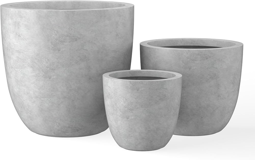 Kante 18",14",10" Dia Concrete Round Planters (Set of 3), Outdoor Indoor Large Planter Pots with ... | Amazon (US)