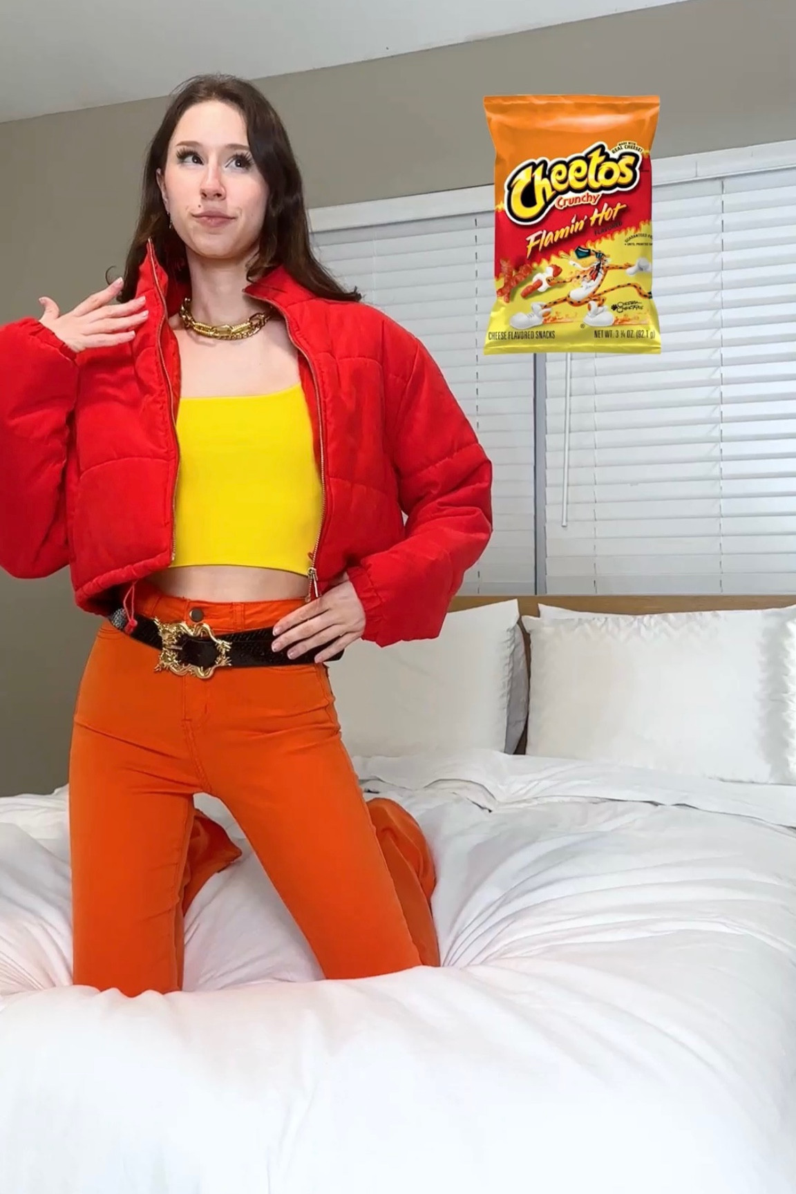 Outfit based on hot Cheetos! ❤️🧡💛 Loving this colorful outfit with orange pants and a yellow top with a red jacket 

#LTKfindsunder100 #LTKfindsunder50 #LTKstyletip