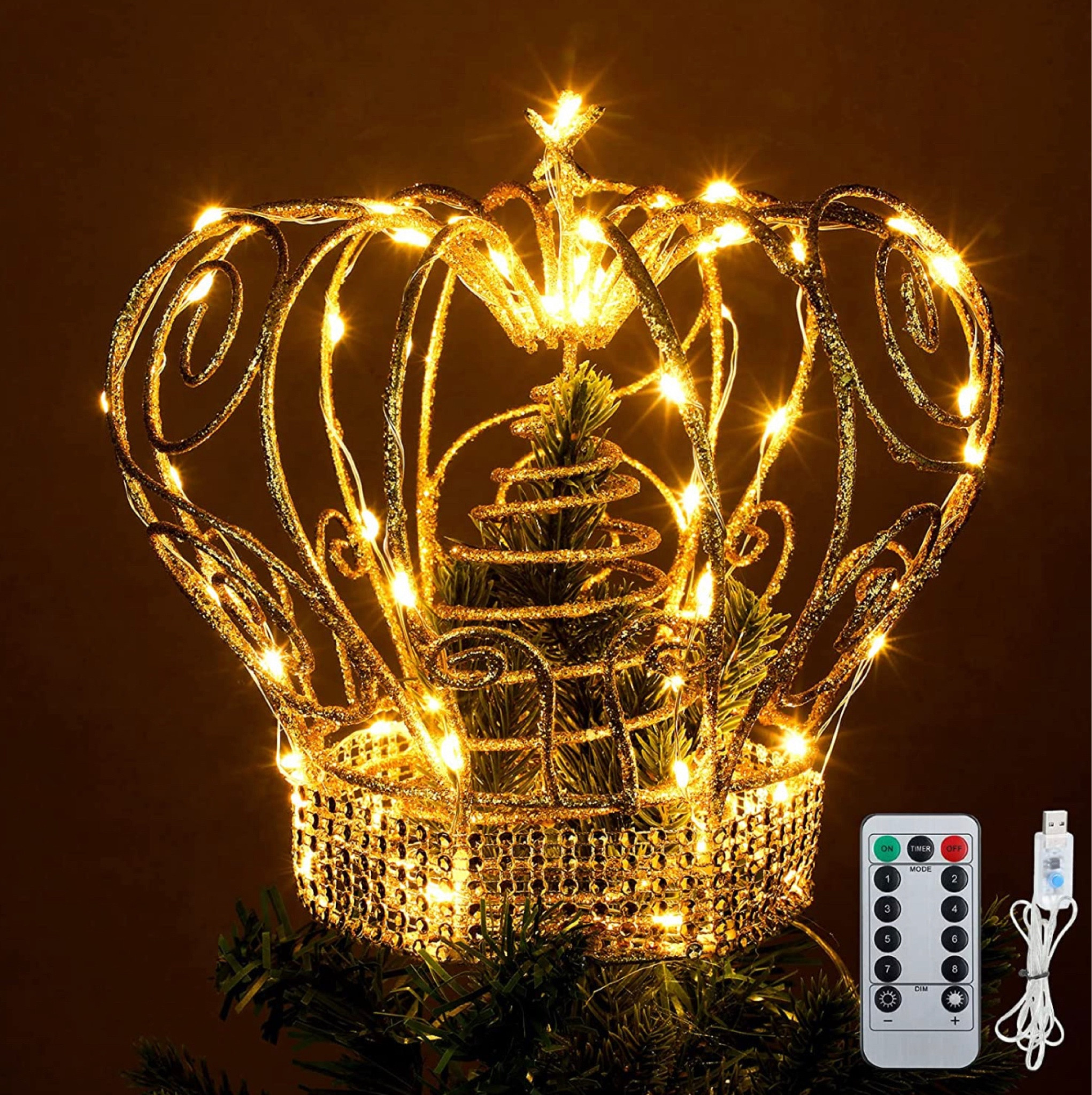 Crown Christmas tree topper with remote control lights 

#LTKHoliday #LTKSeasonal #LTKhome