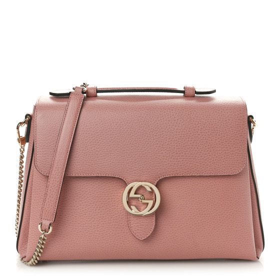 Dollar Calfskin Medium Interlocking G Top Handle Shoulder Bag Soft Pink | FASHIONPHILE (US)