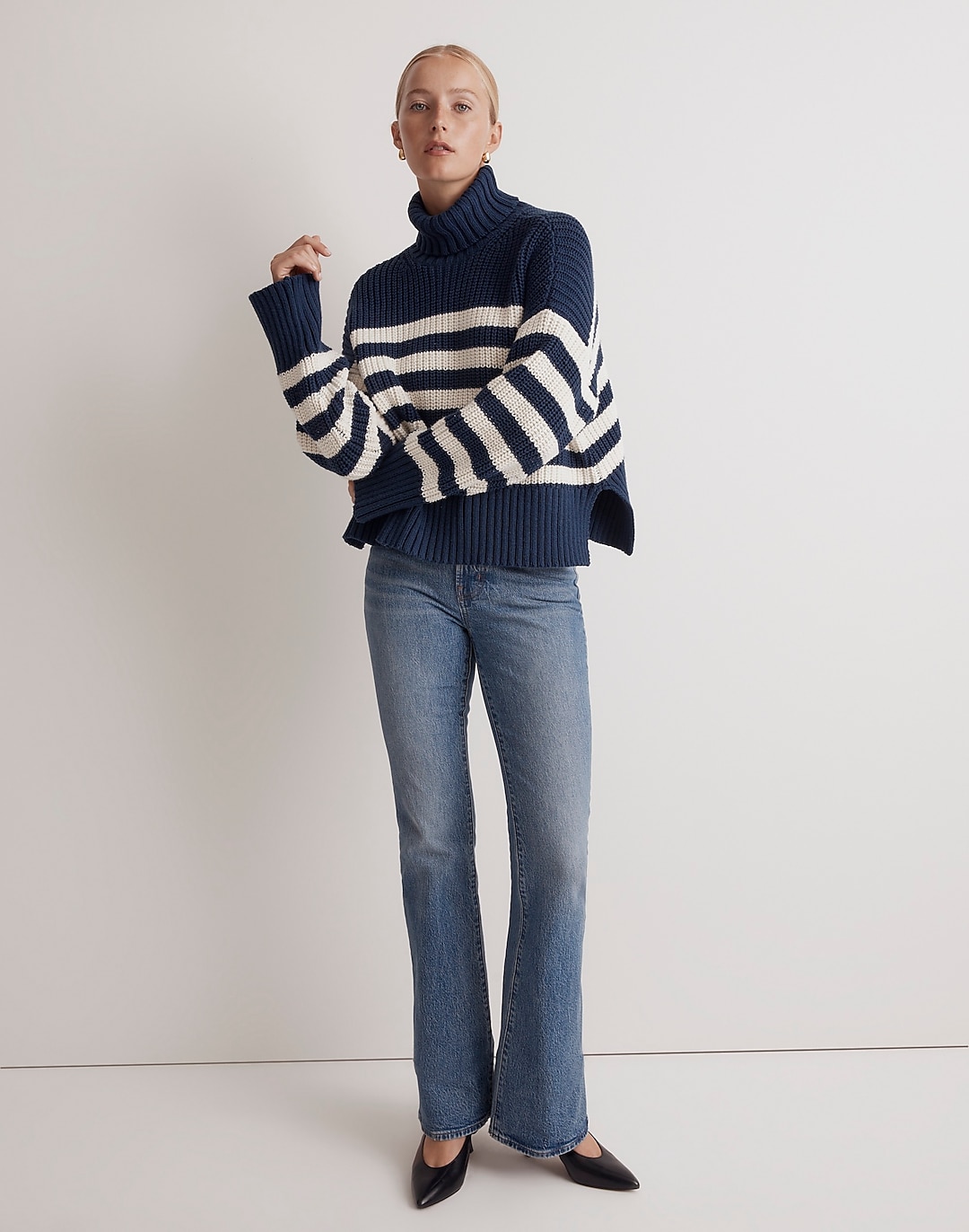 Wide Rib Turtleneck Sweater in Stripe | Madewell