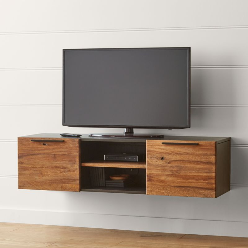Rigby Natural 55" Small Floating Media Console + Reviews | Crate and Barrel | Crate & Barrel