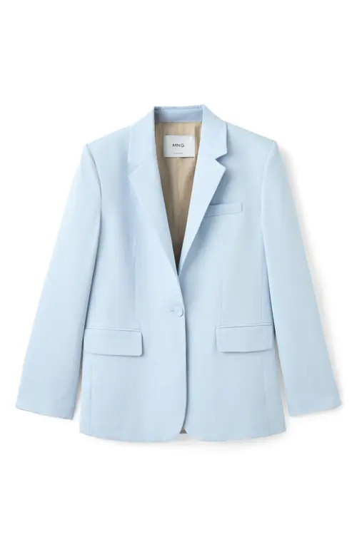 MANGO Americana One-Button Blazer in Sky Blue at Nordstrom, Size Small | Nordstrom