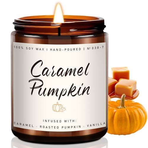 Fall Candle, Caramel Pumpkin Scented Candle – Fall Soy Candles for Home, Cozy Autumn Aromathera... | Amazon (US)