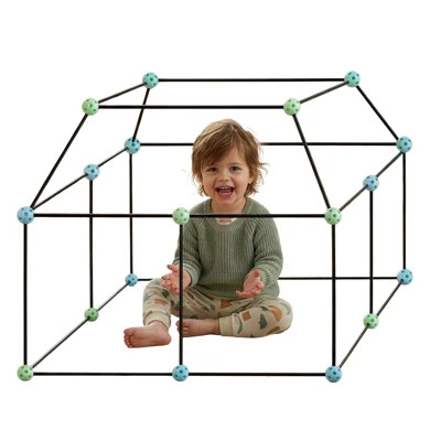 Hey! Play! 60 Piece Fort Building Kit, rods and connectors for building a blanket fort frame
