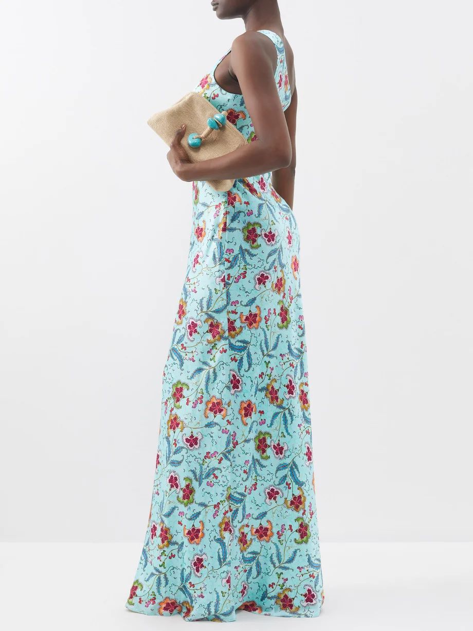 Justine one-shoulder floral-print silk dress | Saloni | Matches (US)