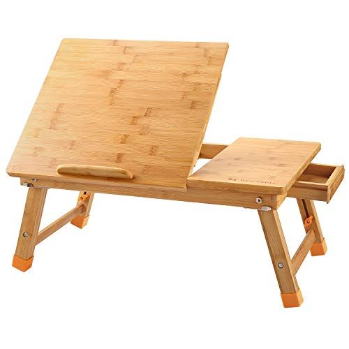 Laptop Desk Nnewvante Table Adjustable 100% Bamboo Foldable Breakfast Serving Bed Tray w' Tilting... | Amazon (US)