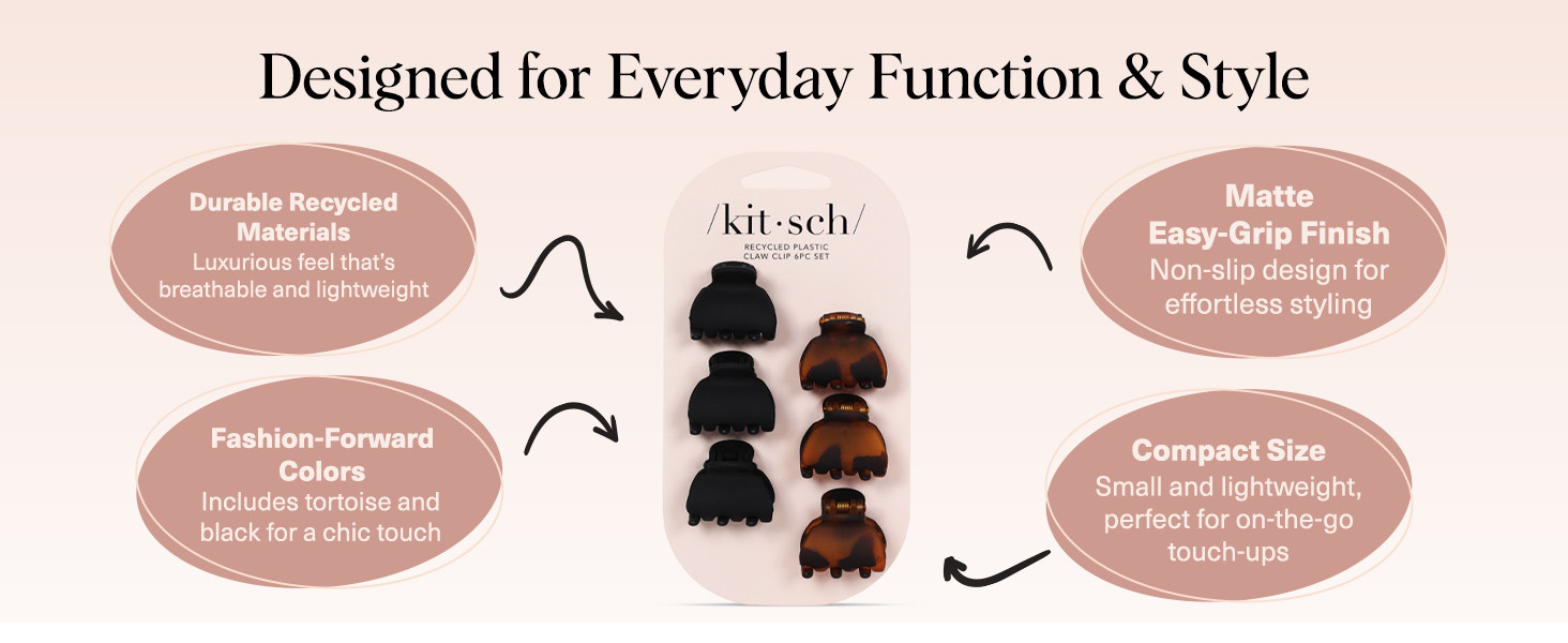 Kitsch Mini Claw Clips for Women - Stylish Small Hair Clips for Kids | Stays In Place Without Pul... | Amazon (US)