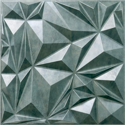 STICKGOO 3D Wall Panels for Interior Wall Decor, Antique Green Bronze Diamond Design Accent Wall Panels, 19.7" x 19.7" Decorative 3D Wall Panels for Living Room, Lobby, Office | Amazon (US)