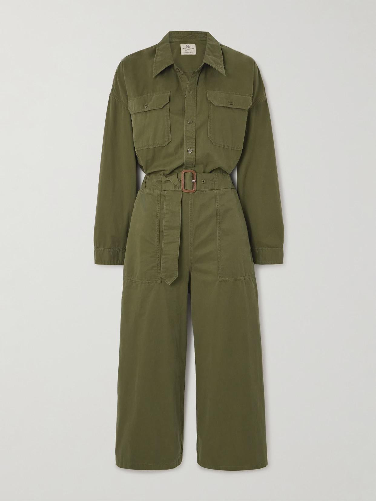 DENIMIST - Utility Belted Cropped Denim Jumpsuit - Green | NET-A-PORTER (US)
