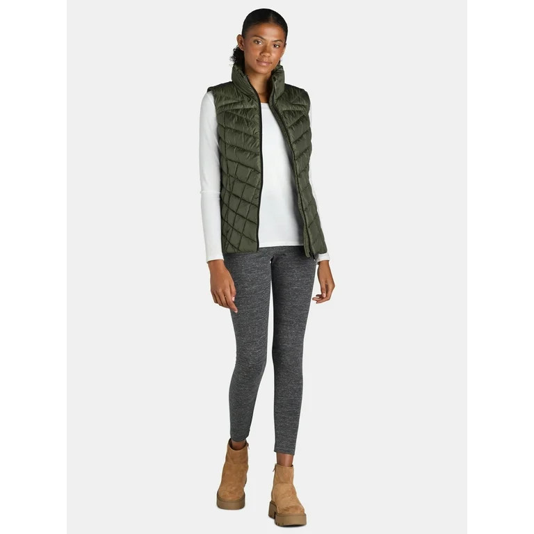Big Chill Women's and Women's Plus Chevron Quilted Puffer Vest, Midweight, Sizes S-3X | Walmart (US)