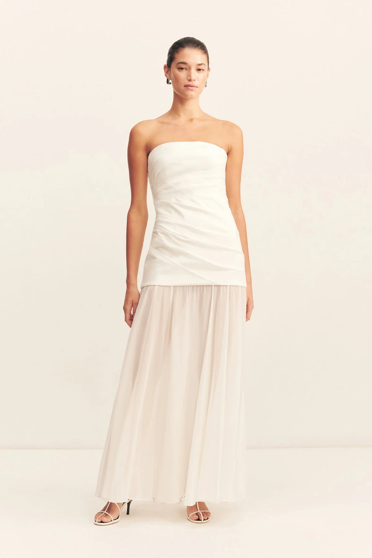 Lunar Strapless Draped Maxi Dress | White/Ivory | Dresses | Shona Joy | Shona Joy
