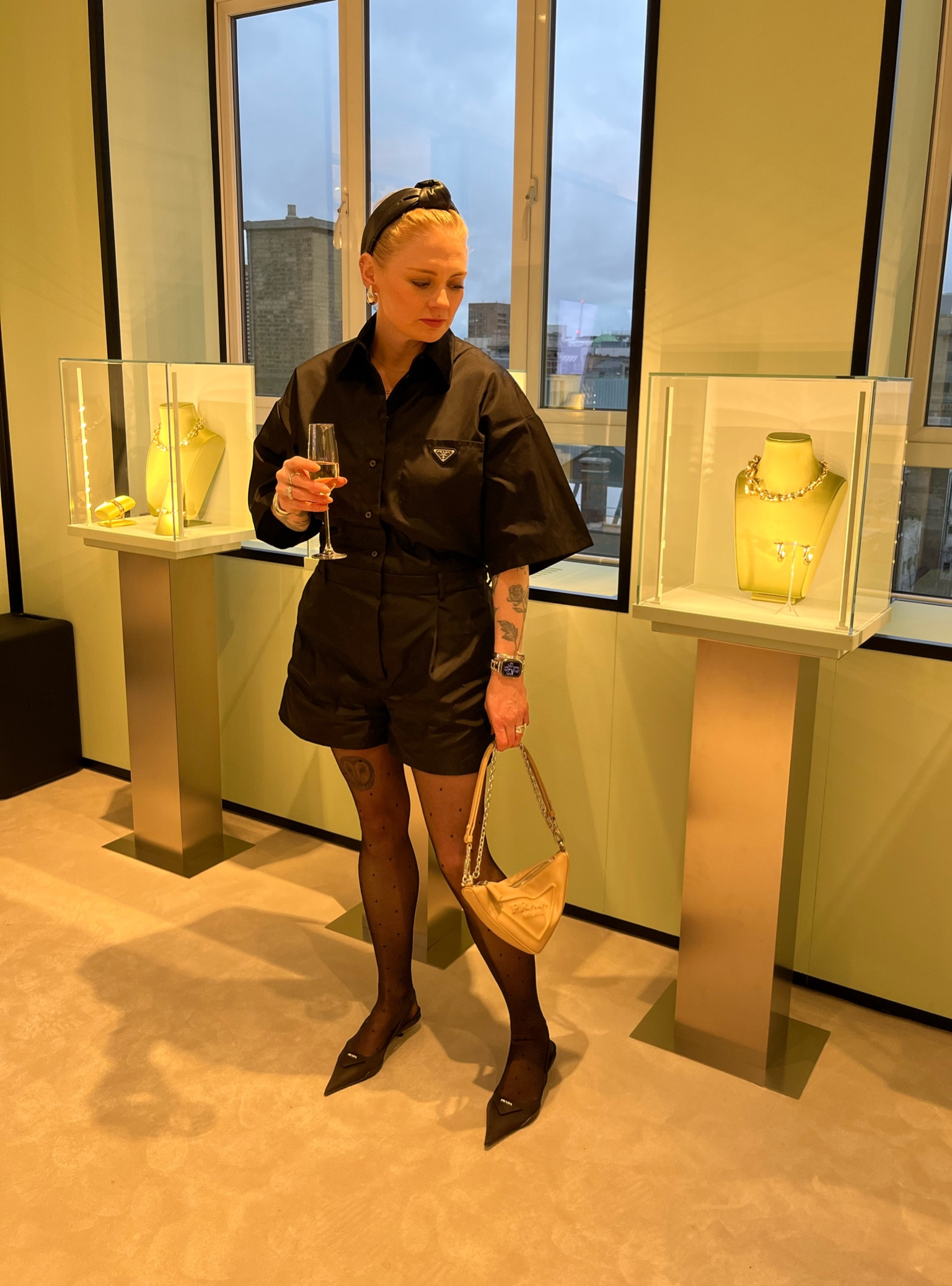 When the dress code says Prada, we wear Prada. Thanks so much for having us in your gorgeous apartment @prada, the Eternal Gold jewellery collection is truly gorgeous. Love the sustainability and individuality focus and such interesting design. 
•
•
•
•
•
#alexandraharper #ootd #wiwt #whatiamwearingtoday #styleatanyage #styleatanysize #everydaystyle #fashionblogger #styleinspo #styleblogger #dailyfashionideas #outfitpost #casualstyle #winterstyle #transeasonal #30plusstyle #40plusstyle #ootd #prada #jewellery #jewelry #headband #AHMillinerygirls

#LTKunder100 #LTKunder50 #LTKeurope