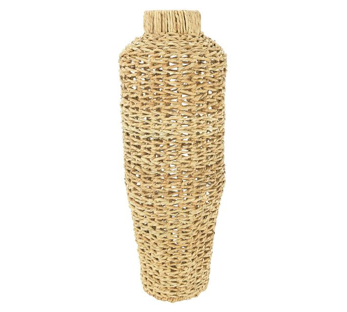 Cecily Water Hyacinth And Rattan Vase, Large | Pottery Barn (US)