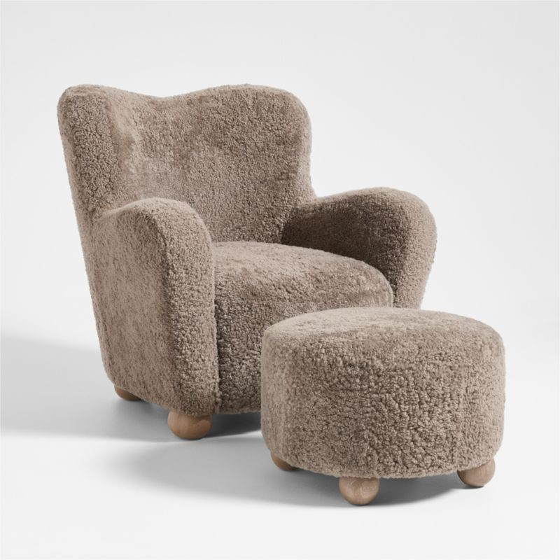 Le Tuco Grande Shearling Accent Chair and Ottoman Set by Athena Calderone | Crate & Barrel | Crate & Barrel