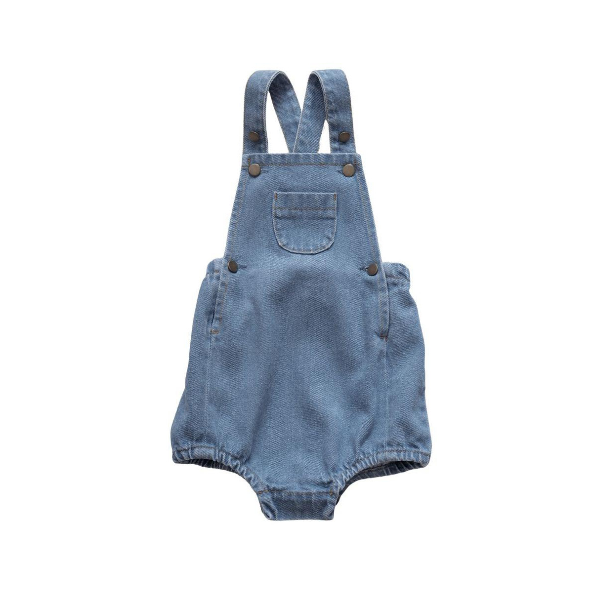 Baby Boy and Baby Girl Cotton Denim Stone Romper - Light Denim | Macy's