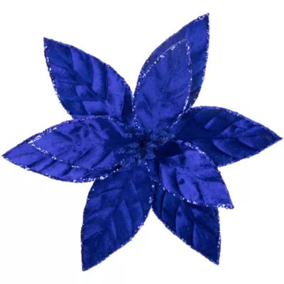 Northlight 10Inch Royal Blue Glittered Poinsettia Christmas Floral Pick Clip-On Ornament | Belk