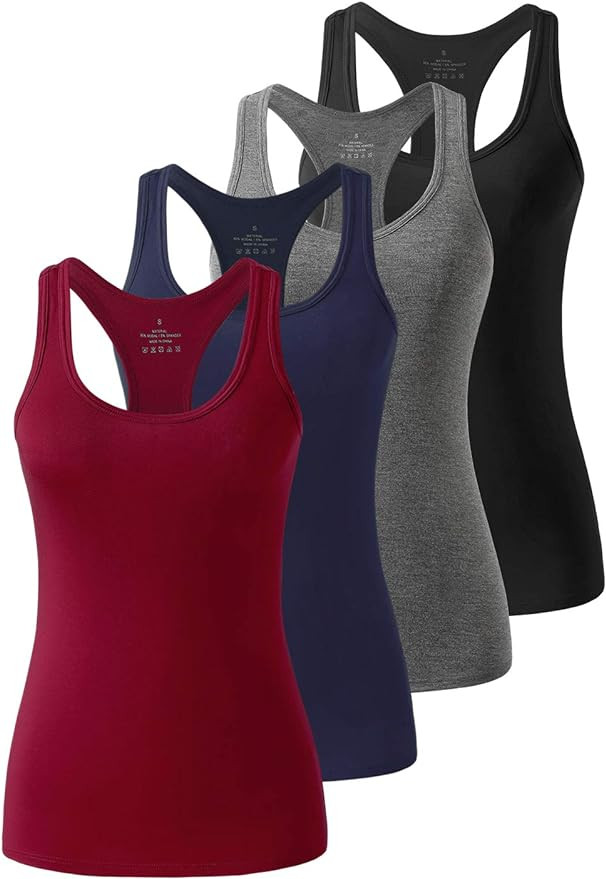 Femdouce Racerback Workout Tank top for Women Activewear Running top Yoga 4 Pack | Amazon (US)