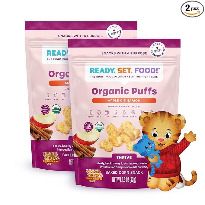 Ready, Set, Food! Organic Puffs | Daniel Tiger Apple Cinnamon (2 Pack) | Organic Baby Toddler Puf... | Amazon (US)
