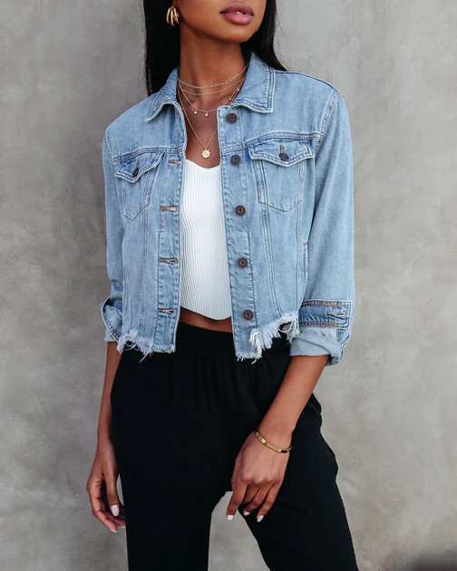 Bancroft Cotton Blend Frayed Jacket - Denim | VICI