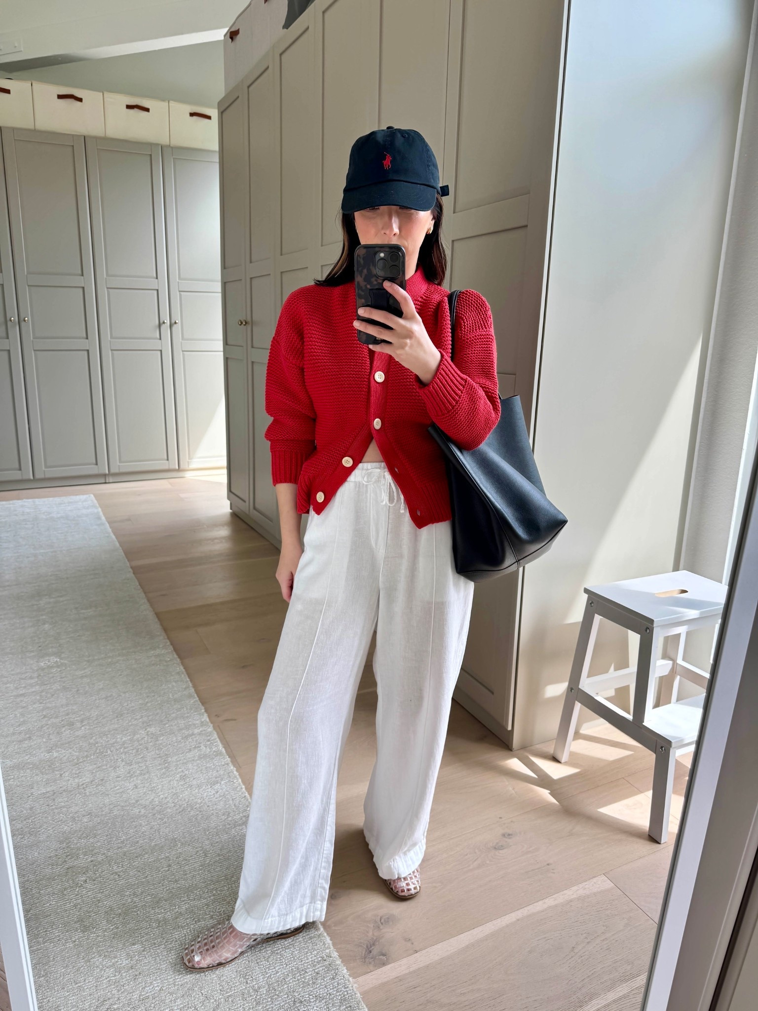 Spring #ootd with white linen pants

Alex Mill cardigan xs
Gap Factory linen pants petite xs
Amazon jelly flats 5
Mansur Gavriel tote
Polo Ralph Lauren hat
Quince earrings
Dorsey James necklace 15”

Spring outfits 2026, petite style 

#LTKPetite #LTKmomlife #LTKootd