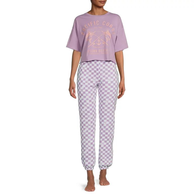 Grayson Social Women's and Women's Plus Size Graphic Sleep T-Shirt and Joggers Set, 2-Piece | Walmart (US)