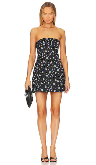 Strapless Peplum Mini Dress in Ditsy Floral | Revolve Clothing (Global)