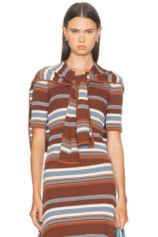 Monse Striped Jacquard Top & Scarf in Brown | FWRD 