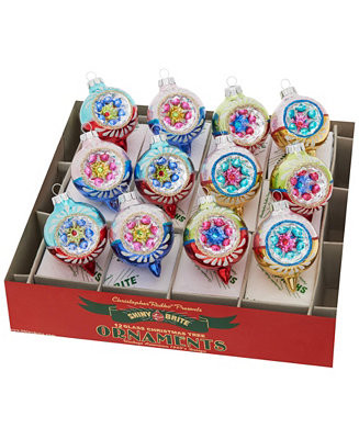 Shiny Brite Christmas Confetti Decorated Reflector Rounds, Set of 12 - Macy's | Macy's