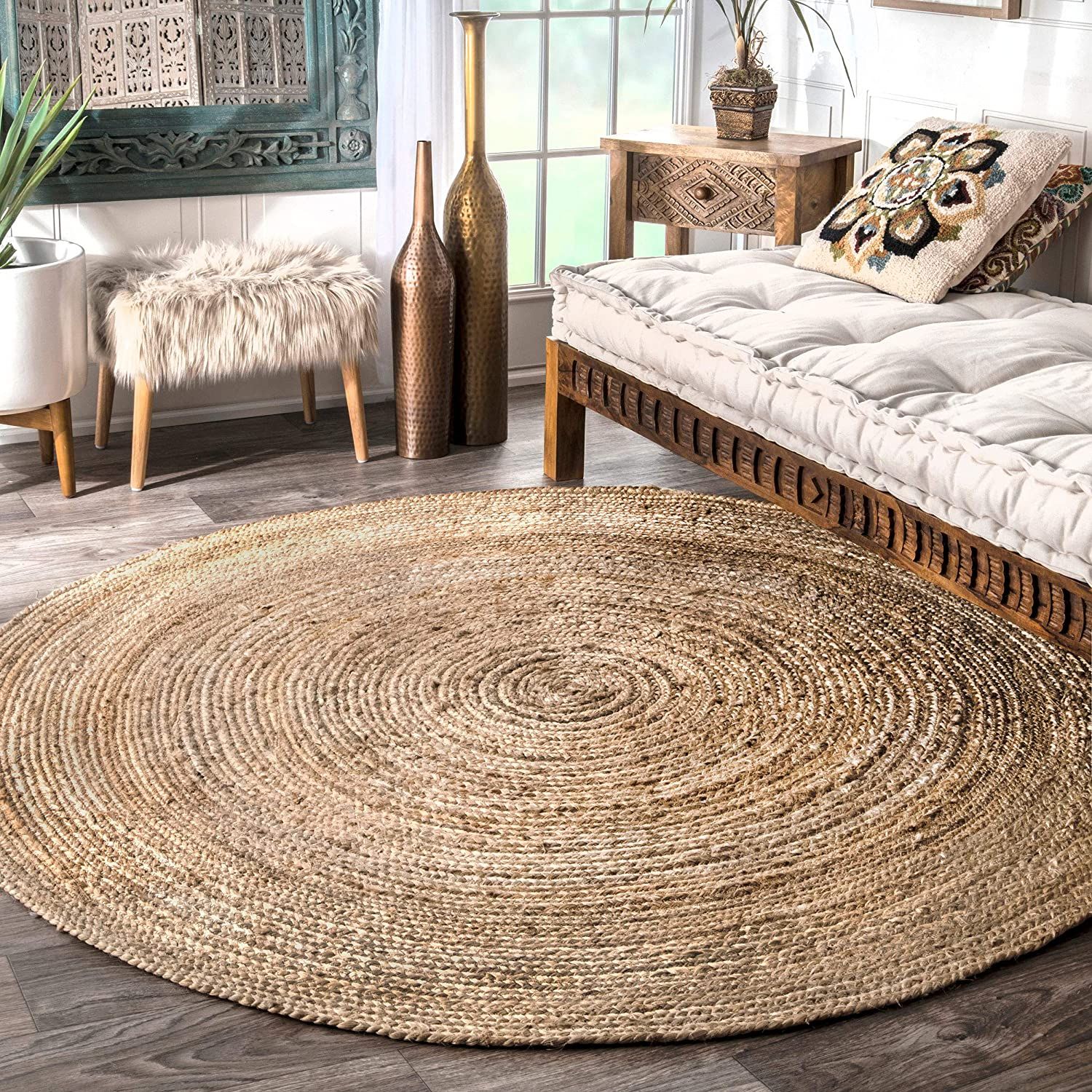 nuLOOM Rigo Hand Woven Jute Rug, 8' Round, Natural | Amazon (US)