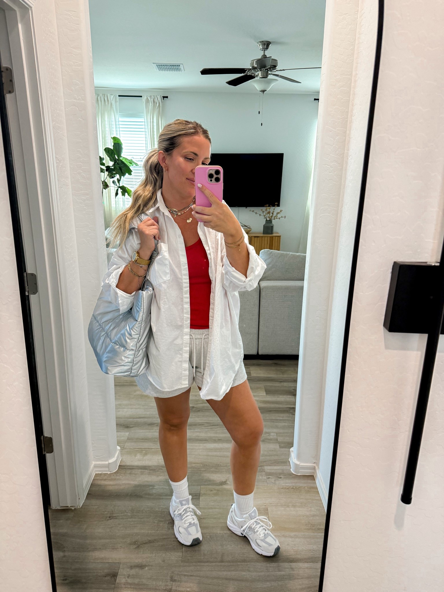 Old navy women’s Memorial Day sale outfit // how to style a white button up shirt // women’s new balance shoes 

#LTKShoeCrush #LTKSummerEdit #LTKSaleAlert