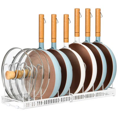 Pot Rack Organizer -Expandable Pot And Pan Organizer For Cabinet,Pot Lid Organizer Holder With 10 Adjustable Compartment For Kitchen Cabinet Cookware | Wayfair North America