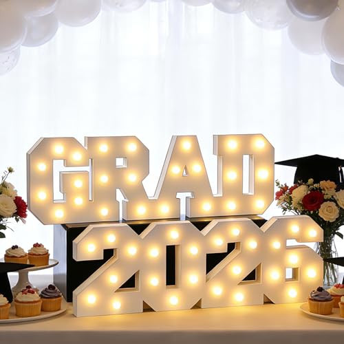 2026 Graduation Decorations- Light Up Letters "GRAD 2026" Class of 2026 Graduation Party Decorations Sign-Ornaments for Class of 2026 Preschool High School College Table Centerpieces Decor Party Supplies | Amazon (US)