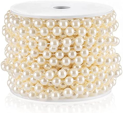 Craft String Pearls 8MM Pearl Bead, 33 Feet Ivory Faux Pearl Garland Spool Roll Strand Wedding Pa... | Amazon (US)