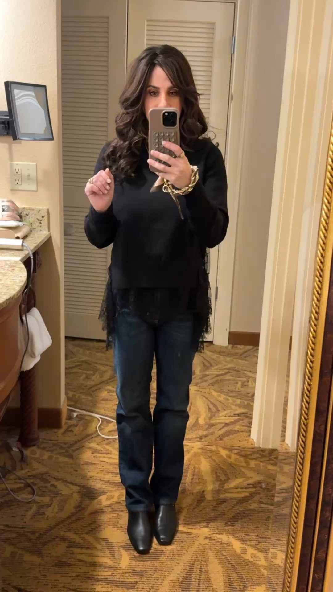 What I really wore to Disney springs ! Sweater size sm , jeans 25 . 
#casualeveninglook #chillyweatherlook

#LTKSaleAlert #LTKootd #LTKOver40