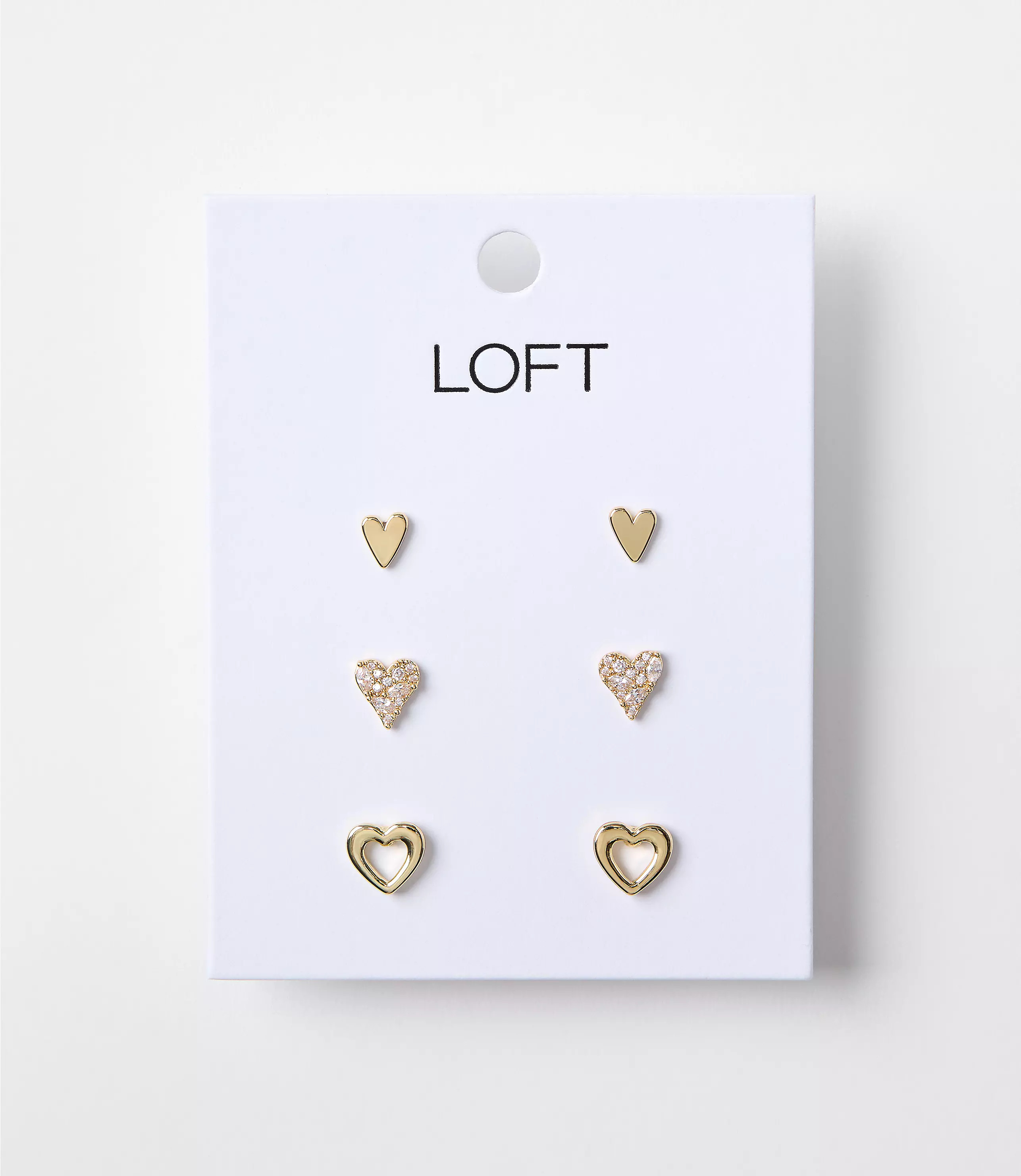 Pave Heart Stud Earring Set | LOFT
