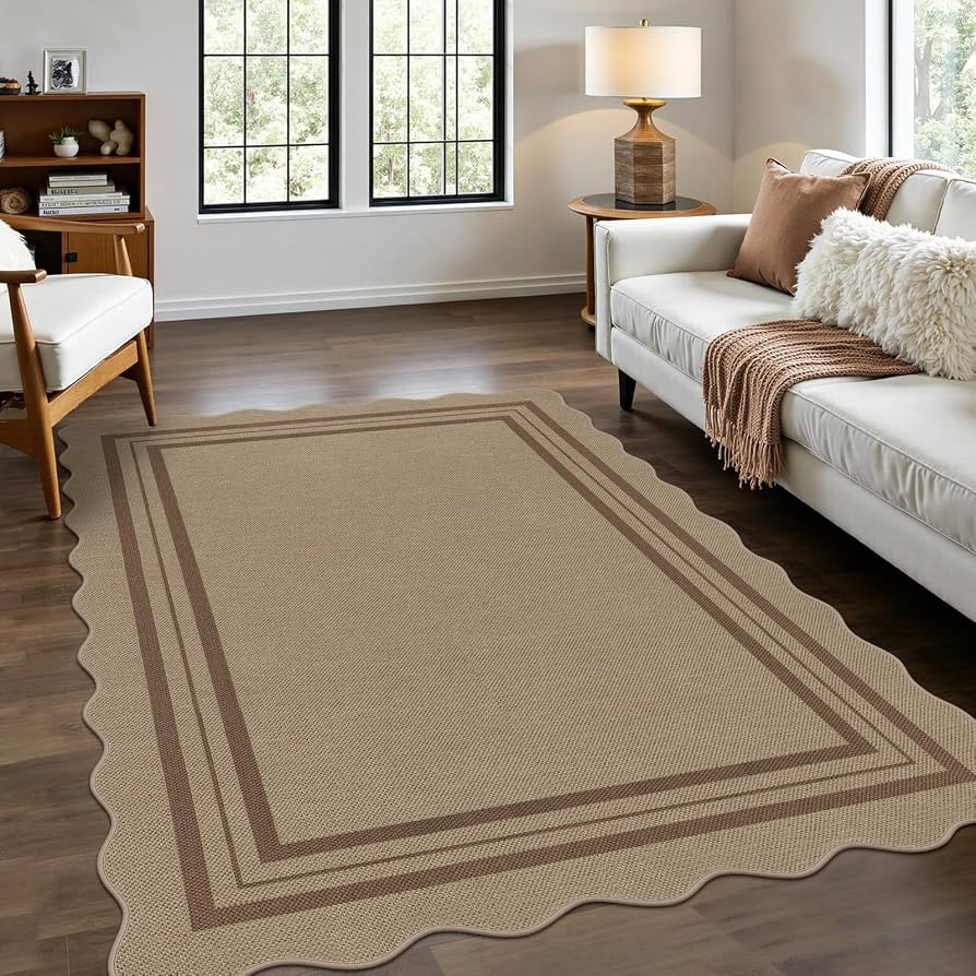Modern Easy Jute 4x6 Outdoor Patio Rug, Washable Indoor Brown Kitchen Rugs Farmhouse Neutral Non ... | Amazon (US)