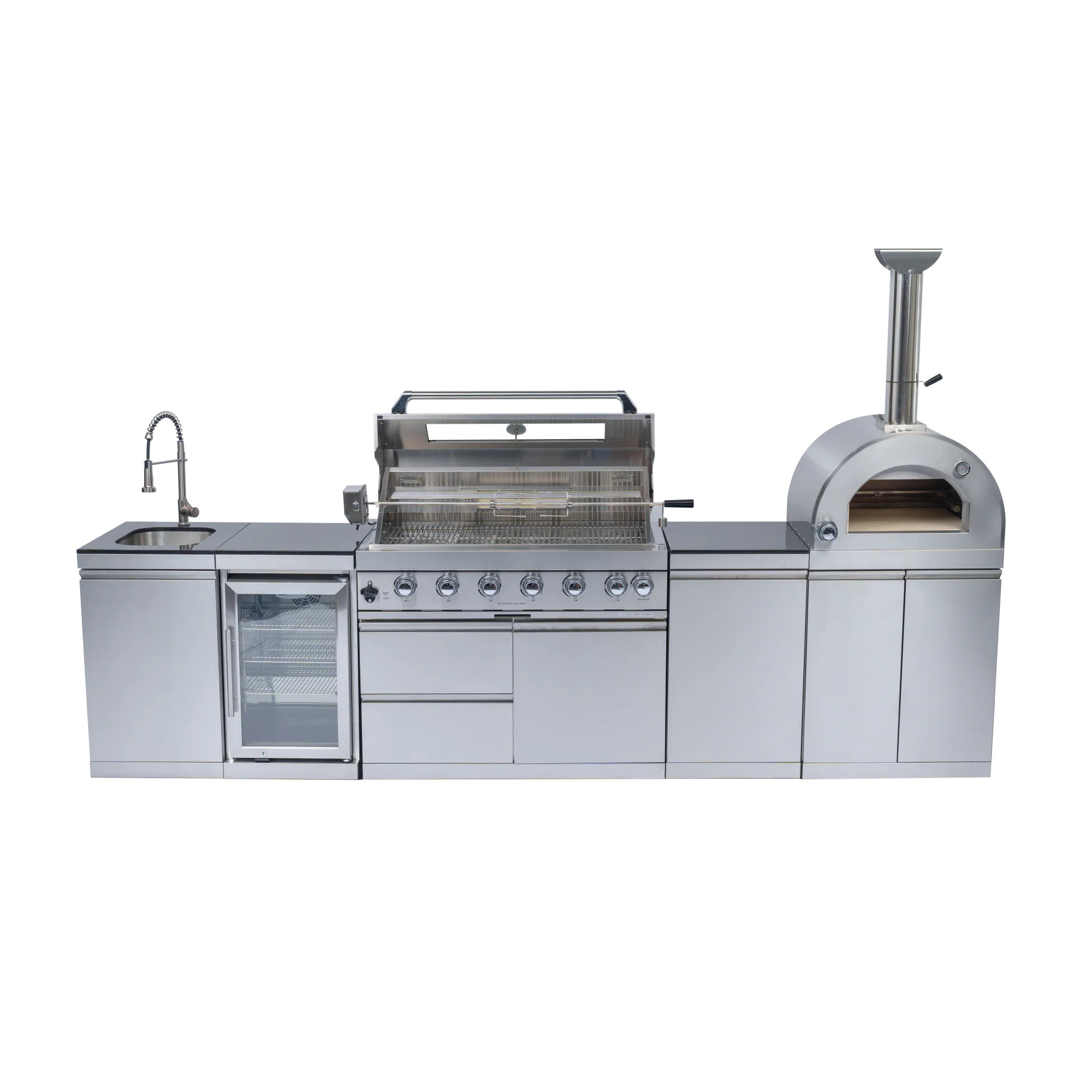 Xspracer Liquid Propane 128-in W Steel Stainless steel Square Grill island Modular Outdoor Kitchen 6 -Burners one_size | ML-MOKSD01 | Lowe's