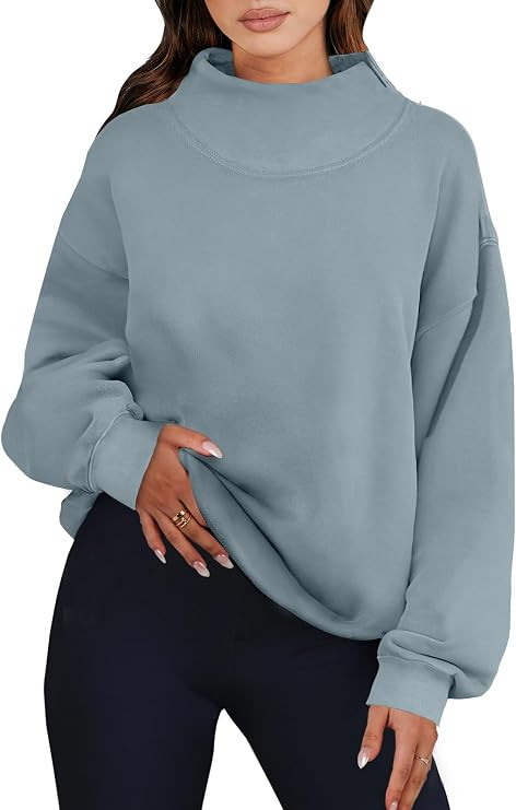 ANRABESS Womens Oversized Sweatshirts Mock Neck Pullover | Cozy Fleece Long Sleeve Tops, Casual D... | Amazon (US)