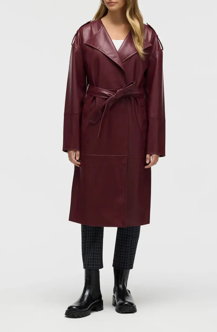 NVLT Belted Faux Leather Trench Coat | Nordstrom | Nordstrom