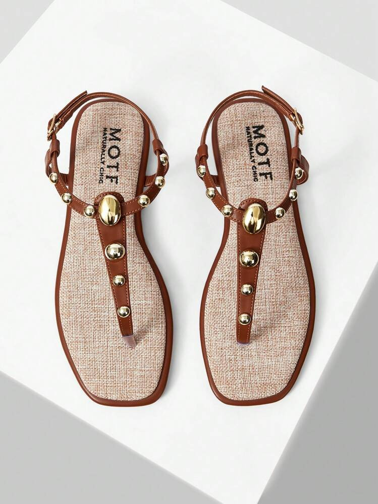 MOTF PREMIUM BROWN THONG STYLE COMFORTABLE FLAT SANDALS FOR CHRISTMAS | SHEIN