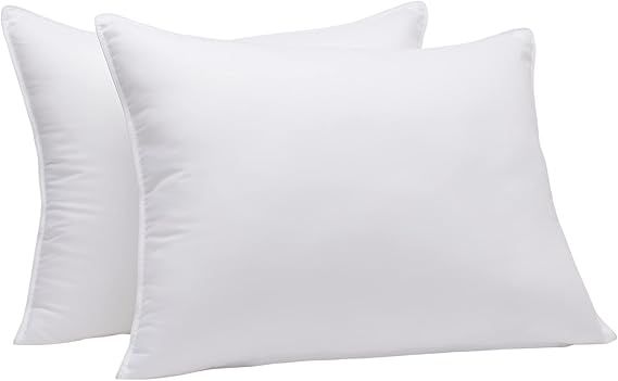 Amazon Basics Down-Alternative Pillows for Stomach and Back Sleepers - 2-Pack, Soft, Standard | Amazon (US)