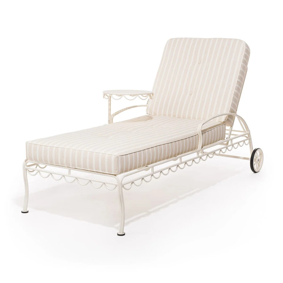 The Al Fresco Sun Lounger in Monaco Natural Stripe on White Frame | Business & Pleasure Co.