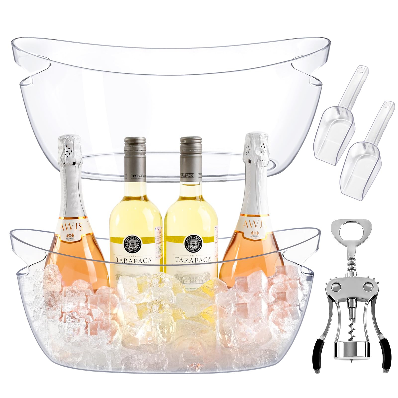 Ice Buckets for Parties,Ice Bucket Bowls of 2pcs with Scoops(2pcs)&Metal Wine Bottle Opener,5.5L ... | Amazon (US)