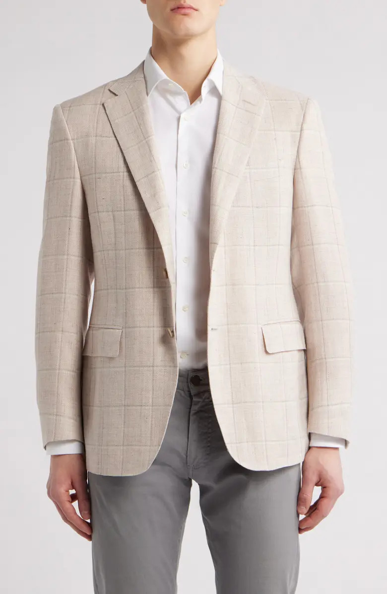 Canali Siena Regular Fit Windowpane Check Linen & Wool Twill Sport Coat | Nordstromrack | Nordstrom Rack