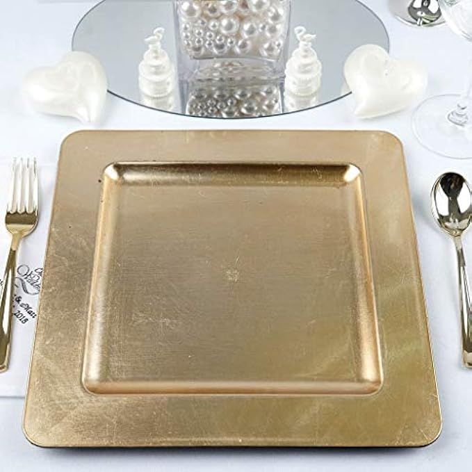 Efavormart 6pcs 11.5" x 11.5" Gold Square Rimmed Charger Plates Dinner Chargers for Tabletop Decor H | Amazon (US)