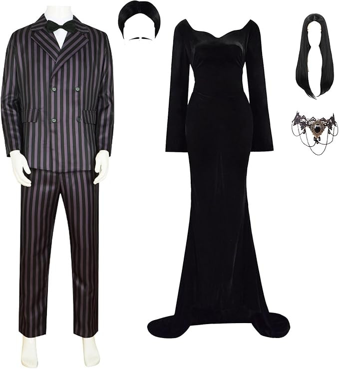 Paroiluse Womens Morticia Addams Costume Gomez Addams Cosplay Suit Morticia Black Series Morticia... | Amazon (US)