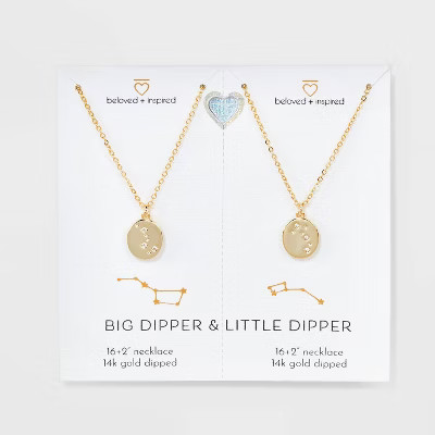 Beloved + Inspired 14K Gold Dipped Big Dipper Little Dipper Chain Necklace Set 2pk - Gold | Target